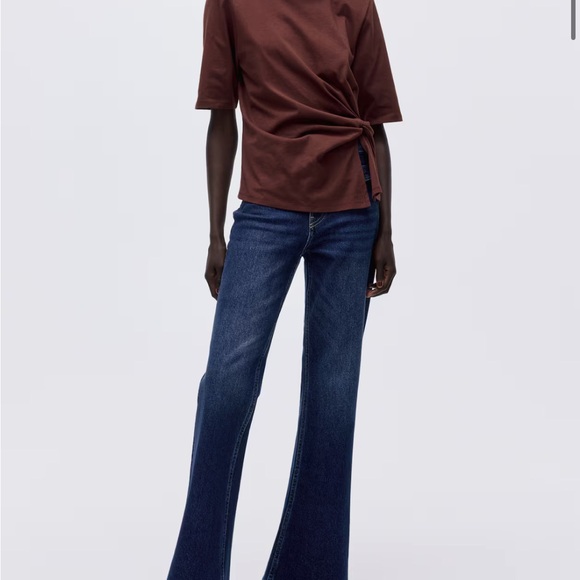 New! H&M Twist Detail T-shirt, Brown, Medium - Picture 3 of 9